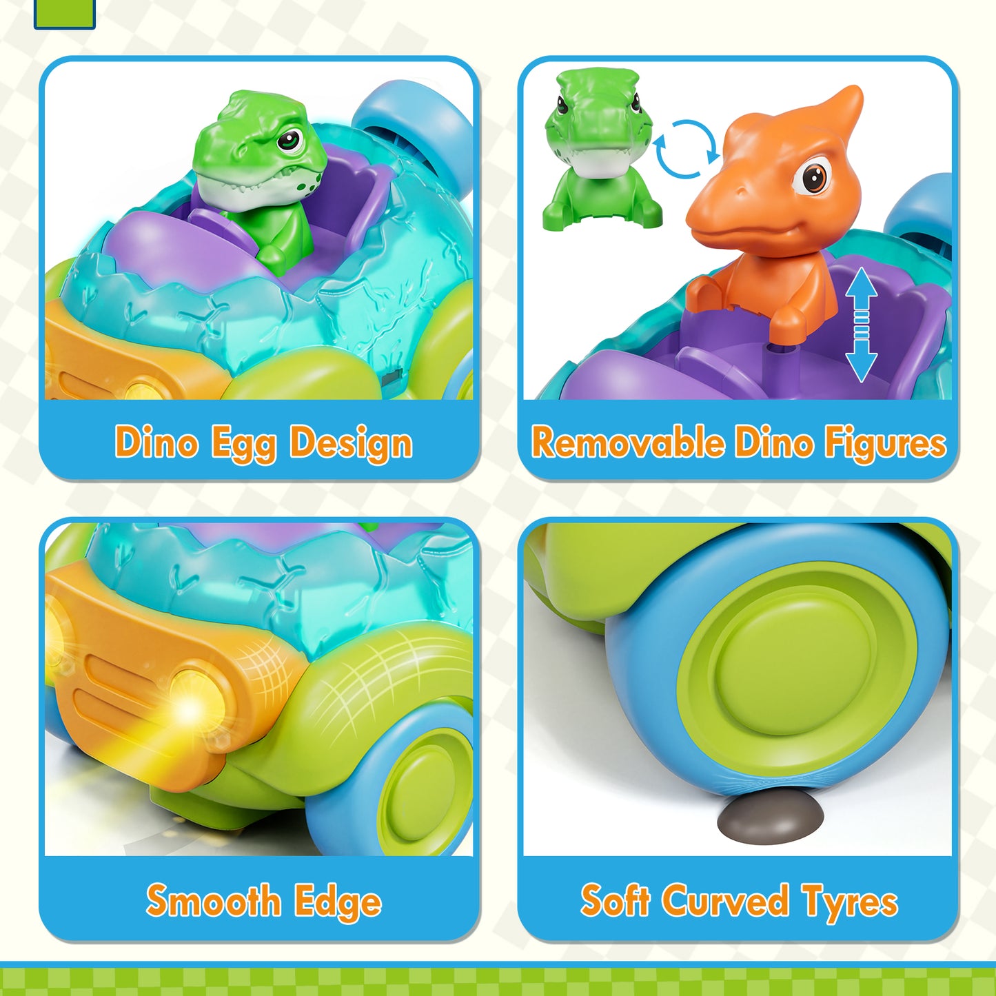 Remote Control Car for Toddlers, Rechargeable RC Cars for Toddler Toys 2-3, Toys for Ages 2-4 Dinosaur with Lights & Music, 2 3 4 5 Years Old Boy Toys