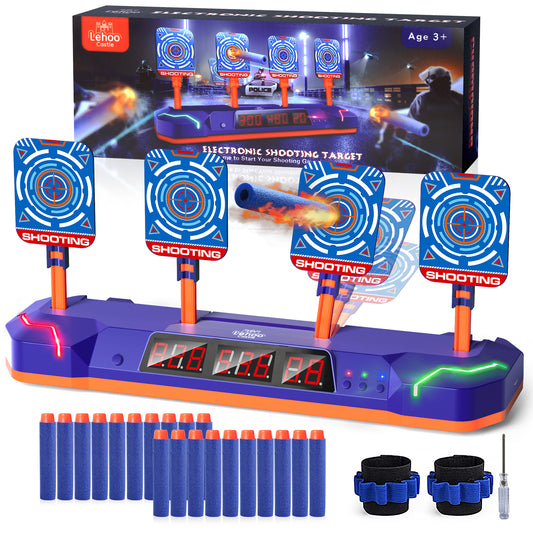 Electronic Shooting Targets for Nerf, Auto Reset Digital Target with LED Light, Shooting Targets Toy for Kids Boys Girls 4 5 6 7 8 - Blue