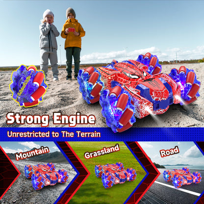 Remote Control Car, RC Car Toys for Boys 5 6 7 8 9 10 Year Old, Double Sided RC Car with Gesture Sensing & Cool Light, 2.4Ghz RC Stunt Car for Kids Outdoor Toys