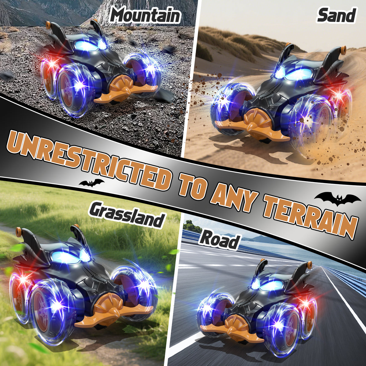 Remote Control Car, RC Cars for Kids 5 6 7 8 9 10 Year Old, 360° Ratation RC Monster Truck Toys with Cool Lights, 2.4Ghz Fast Stunt for Kids Outdoor Toys
