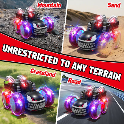 Remote Control Car, RC Cars for Kids 5 6 7 8 9 10 Year Old, 360° Ratation RC Monster Truck Toys with Cool Lights, 2.4Ghz Fast Stunt for Kids Outdoor Toys