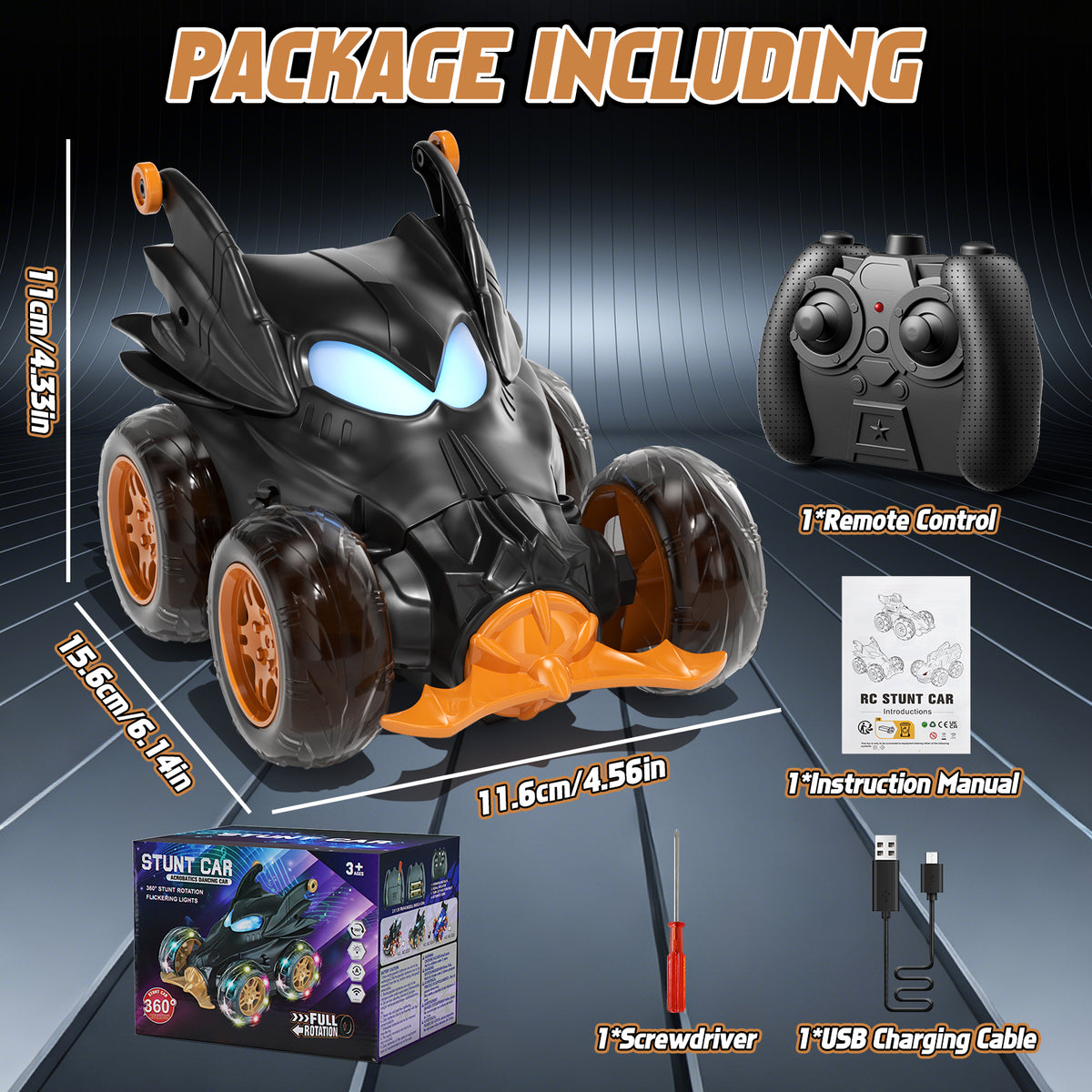Remote Control Car, RC Cars for Kids 5 6 7 8 9 10 Year Old, 360° Ratation RC Monster Truck Toys with Cool Lights, 2.4Ghz Fast Stunt for Kids Outdoor Toys