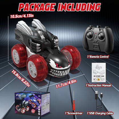Remote Control Car, RC Cars for Kids 5 6 7 8 9 10 Year Old, 360° Ratation RC Monster Truck Toys with Cool Lights, 2.4Ghz Fast Stunt for Kids Outdoor Toys