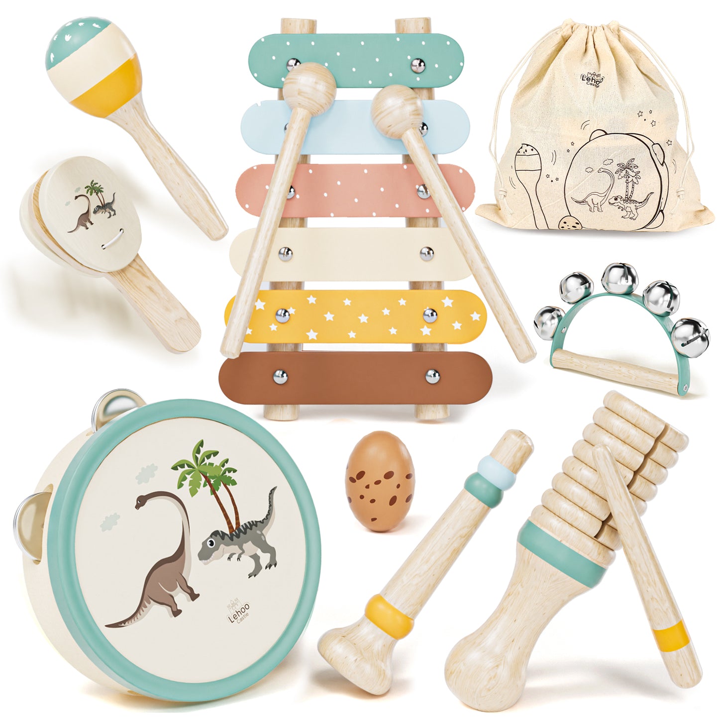 LC Montessori Toys for 1 Year Old, Musical Instruments for Kids, Dinosaur Baby Music Toys Xylophone for 12-18 Mouth, Education Gifts for Toddlers 1 2 3 Year Old Preschool Girls Boys with Storage Bag