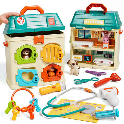 Pet Vet Toys, Hospital Pretend Play Doctor Vet Kit for Toddlers 3-5, Pet Care Role Play Set, Play Veterinarian Set for Kids, Pets Doctor Kit Learning Toys for Boys Girls Birthday Gift