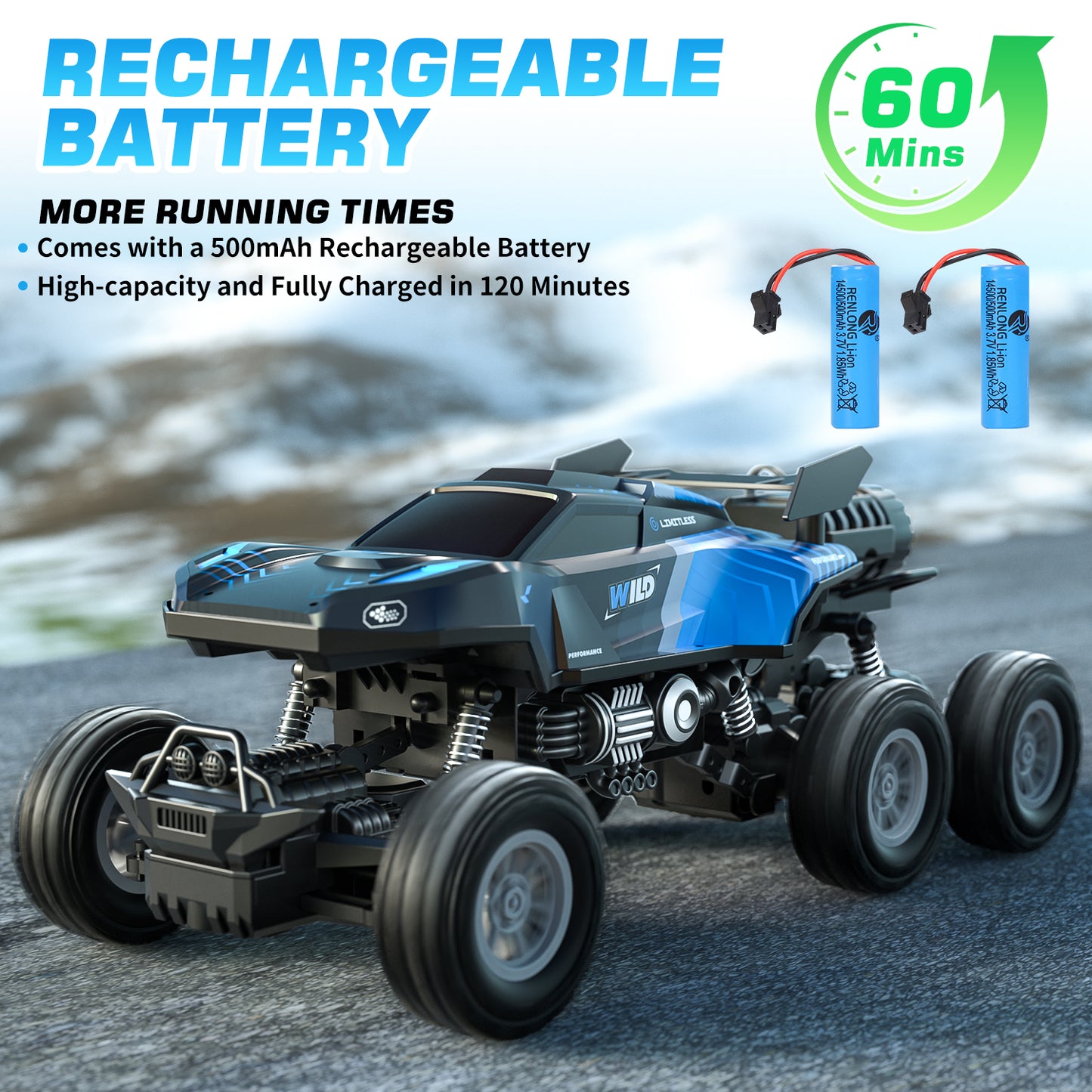 Remote Control Rc Truck, Remote Control Car, 1:16 Scale All Terrain Off-Road Monster Truck, Rc Cars with LED light & Spray Function, Toys for Boys 3 4 5 6 Years Old