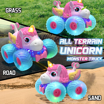 Unicorn Remote Control Cars, RC Cars, Remote Control Monster Truck Unicorn Toys, 2.4Ghz Stunt with Light & 360°Rotation, Unicorn Toys for Girls 5-10, Birthday Gift for 5 Year Old Girl