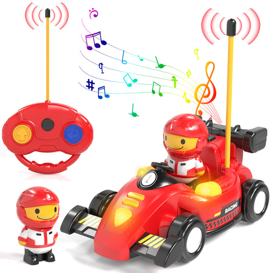 Remote Control Cartoon Cars for Toddlers, Race RC Car - Toys for 2 3 4 5 Year Old Boy - Easter Birthday Toy Gift Ideas for Toddler