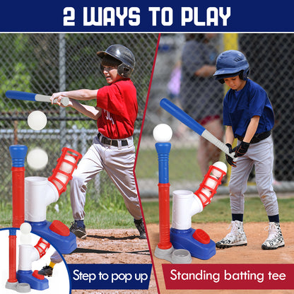 T Ball Set Toys for Kids Boys 3-5, Kids Baseball Toys Includes 6 Balls, for Age 3 to 6, Toddler Baseball Game Sports & Outdoors Toys, Auto Ball Launcher