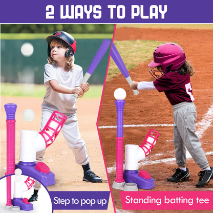T Ball Set Toys for Kids Boys 3-5, Kids Baseball Toys Includes 6 Balls, for Age 3 to 6, Toddler Baseball Game Sports & Outdoors Toys, Auto Ball Launcher