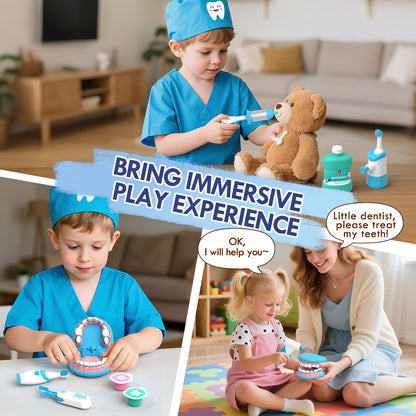 Doctor Kit for Kids, Dentist Play Set, Pretend Doctor Kit Dentist Medical Kit with Electronic Stethoscope Toys for 3-6 Year Old Boys Girls
