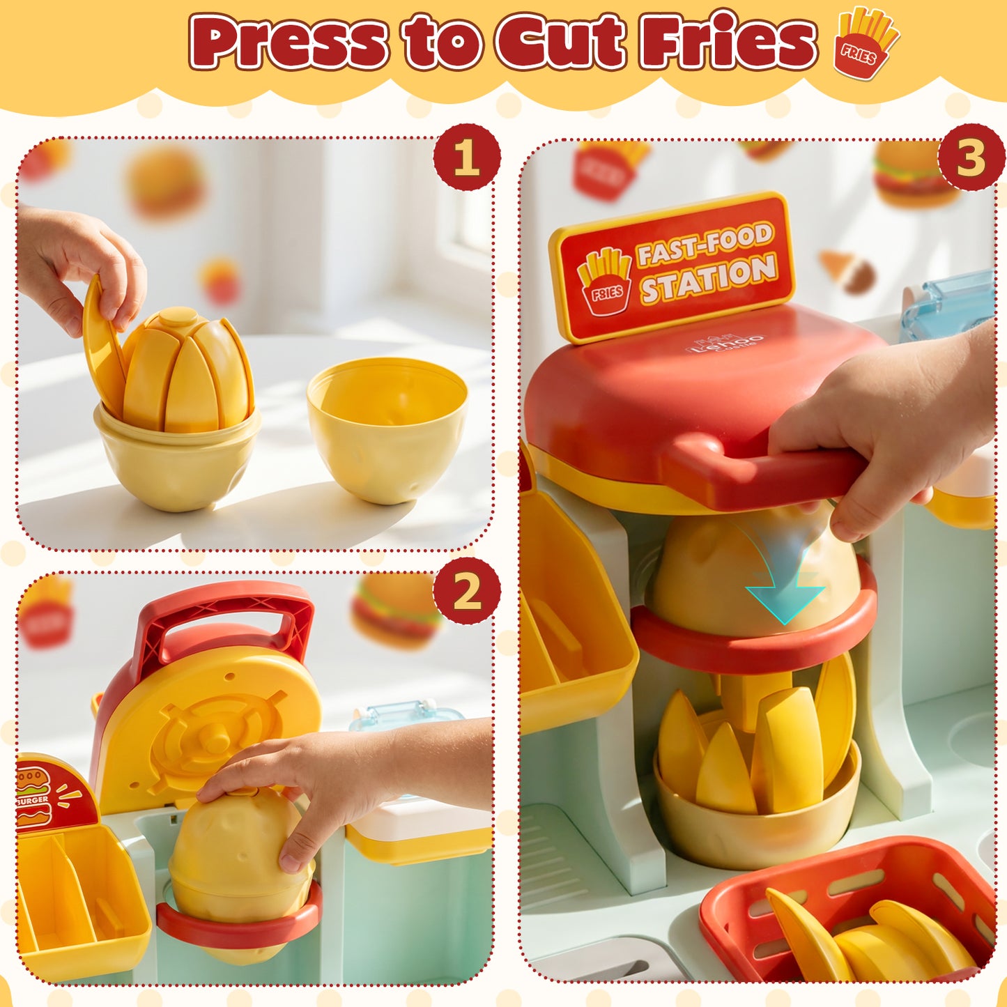 Play Food Sets, Pretend Play Toys for Girls, Play Kitchen Accessories with Hamburgers & ice cream & fries, Preschool Learning Education Toys for Kids 2 3 4 5 6 Year Old