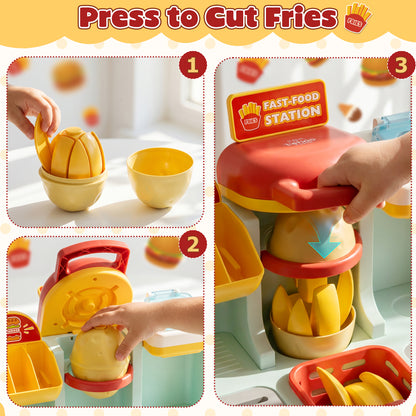 Play Food Sets, Pretend Play Toys for Girls, Play Kitchen Accessories with Hamburgers & ice cream & fries, Preschool Learning Education Toys for Kids 2 3 4 5 6 Year Old