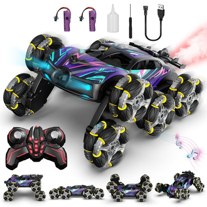 Remote Control Cars, 8WD RC Stunt Cars Toys for 6 7 8 9 10 Year Old Girl Boys, Transform Drift Climbing Racing Vehicle with with Spray, Light & Sound for Kid Age 8-12 Toys Birthday