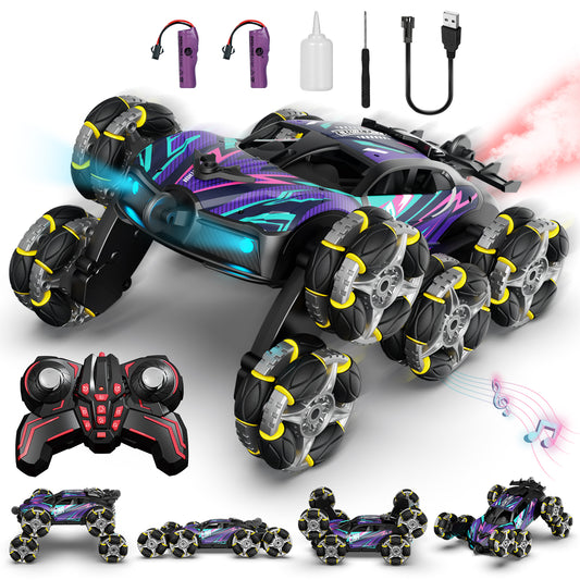 Remote Control Cars, 8WD RC Stunt Cars Toys for 6 7 8 9 10 Year Old Girl Boys, Transform Drift Climbing Racing Vehicle with with Spray, Light & Sound for Kid Age 8-12 Toys Birthday