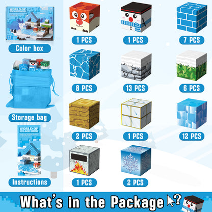 Magnetic Tiles, Snow World 54PCS Magnetic Blocks, Magnetic Construction Toys for Toddler, Montessori Learning Toy for 3-6 Year Old Kids, Education Toys for Boys Girls