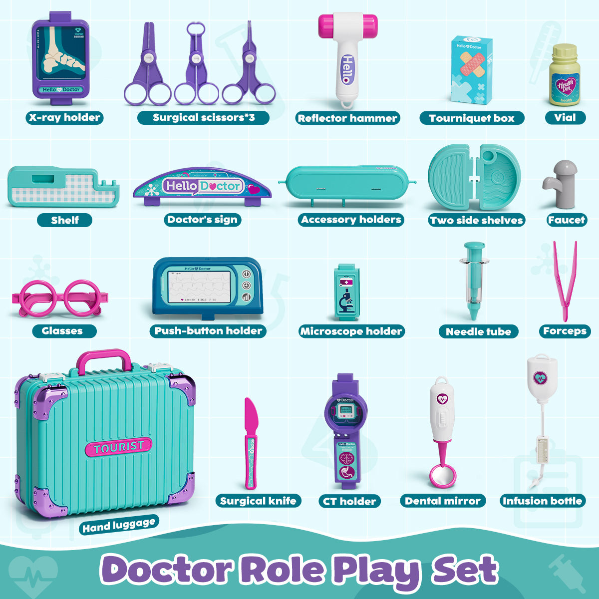 Doctor Kit for Kids, Pretend Play Medical Kit Toy, Pretend Medical Station with Accessories for 2 3 4 5 Year Old Boys Girls, Doctor Kit Toy for Kids Birthday Gifts