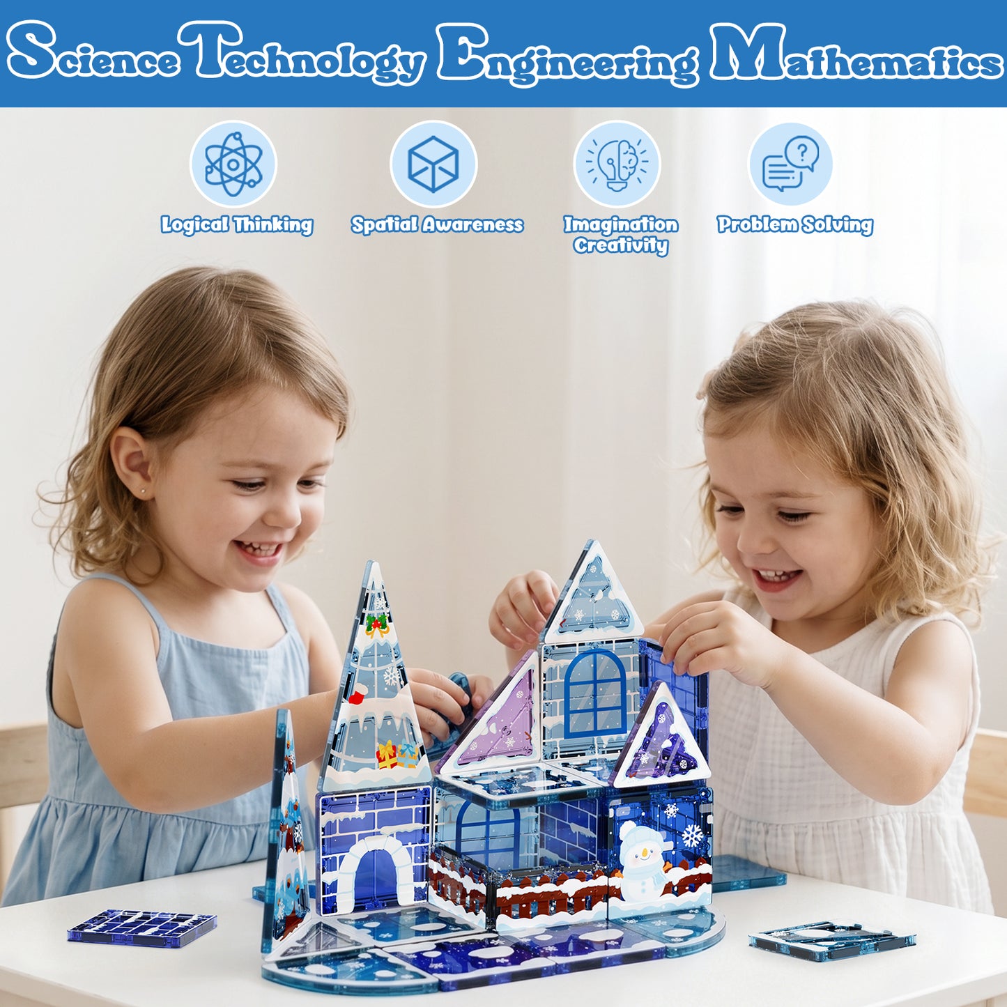 Magnetic Tiles Sets for Kids Ages 4 8 , Frozen 25PCS Magnetic Tiles, STEM Montessori Educational Toy for Boys Girls, Magnetic Construction Toys for 4-8 Year Old Kids Gifts