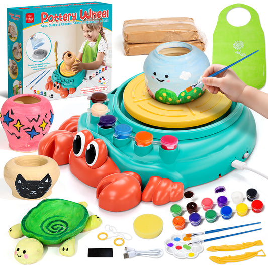 Pottery Wheel for Kids, Kids Pottery Wheel Kit for Girls Boys, Art and Crafts for Kids Ages 8-12, Clay Making Pottery Wheel with Foot Pedal & Sculpting Tools