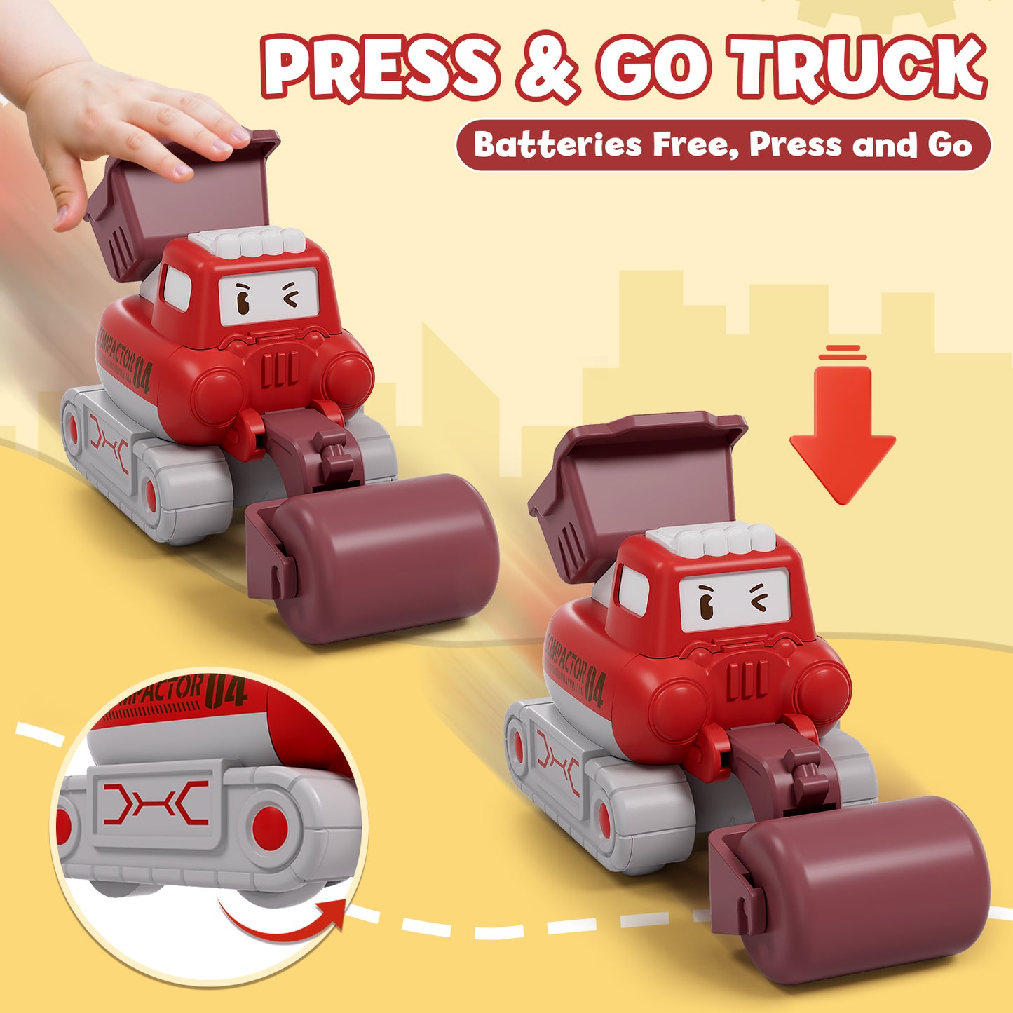 Toys for 1 Year Old, Construction Vehicle Toy Cars For Toddlers, Toy Cars with Playmat Storage Bag, Pull Back Cars Baby Toys, Press And Go Toy Cars
