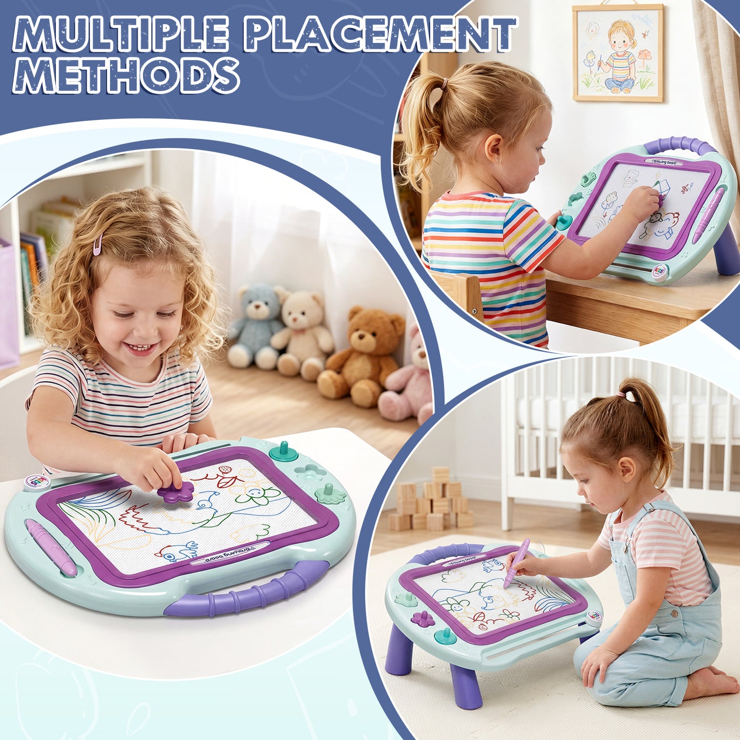 Magnetic Drawing Board for Toddlers 1-3, Erasable Sketch Writing Doodle Pad with 1 Magnet Pen & 3 Stampers, Education Learning Toys, Educational Toys for Toddlers Age 2