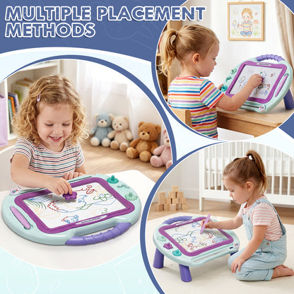 Magnetic Drawing Board for Toddlers 1-3, Erasable Sketch Writing Doodle Pad with 1 Magnet Pen & 3 Stampers, Education Learning Toys, Educational Toys for Toddlers Age 2