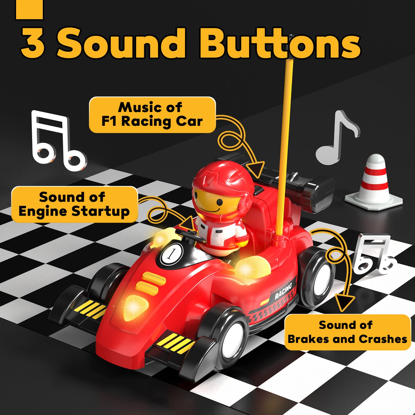 LC Remote Control Cartoon Cars for Toddlers, Race RC Car - Toys for 2 3 4 5 Year Old Boy - Easter Birthday Toy Gift Ideas for Toddler