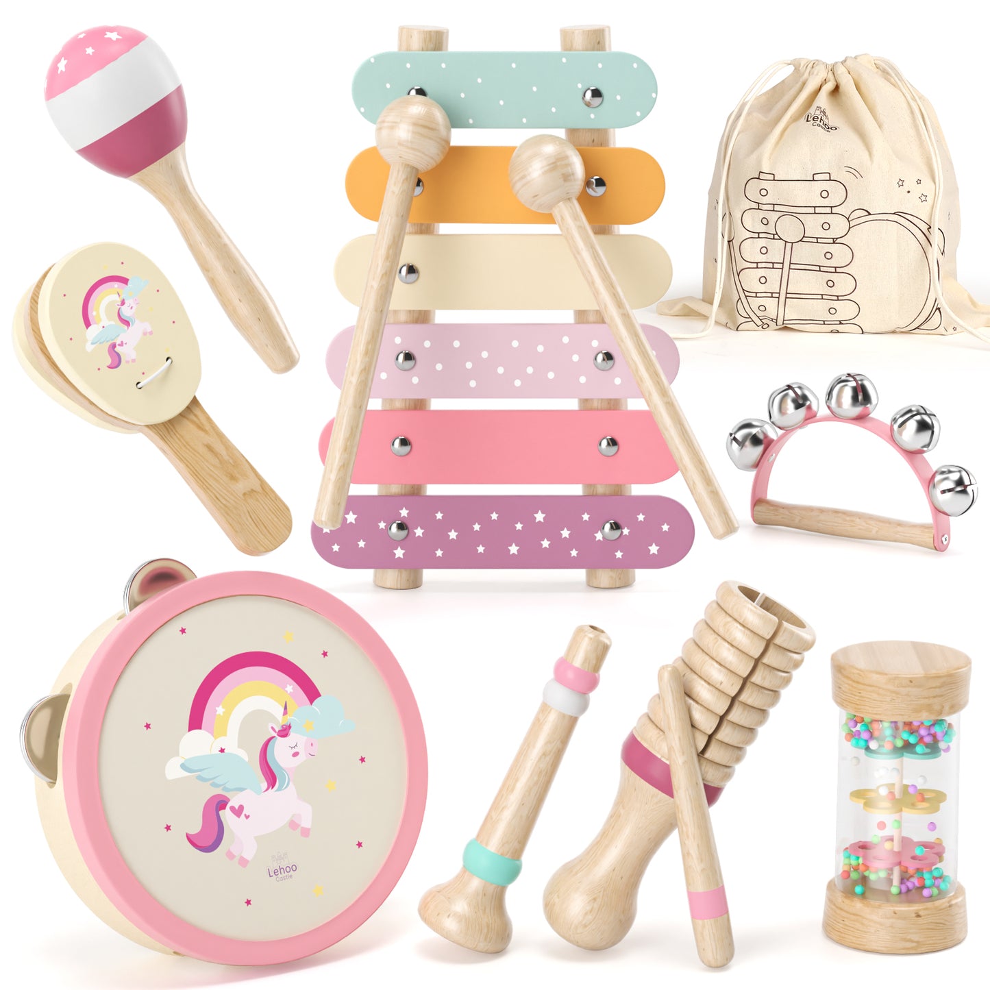LC Montessori Toys for 1 Year Old, Musical Instruments for Kids, Dinosaur Baby Music Toys Xylophone for 12-18 Mouth, Education Gifts for Toddlers 1 2 3 Year Old Preschool Girls Boys with Storage Bag