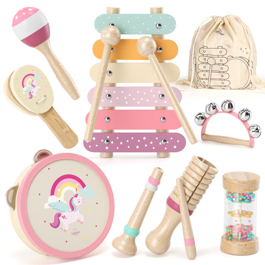 LC Montessori Toys for 1 Year Old, Musical Instruments for Kids, Dinosaur Baby Music Toys Xylophone for 12-18 Mouth, Education Gifts for Toddlers 1 2 3 Year Old Preschool Girls Boys with Storage Bag