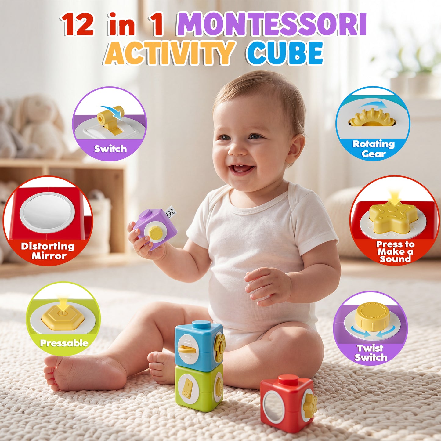 Stacking Toys for Toddlers 1-3, Montessori Baby Toys for 6+ Months, Sensory Stacking Blocks, Toddler Toys, Preschool STEM Learning Toys, Perfect Birthday Gift for Boys Girls 1 2 3 Year Old