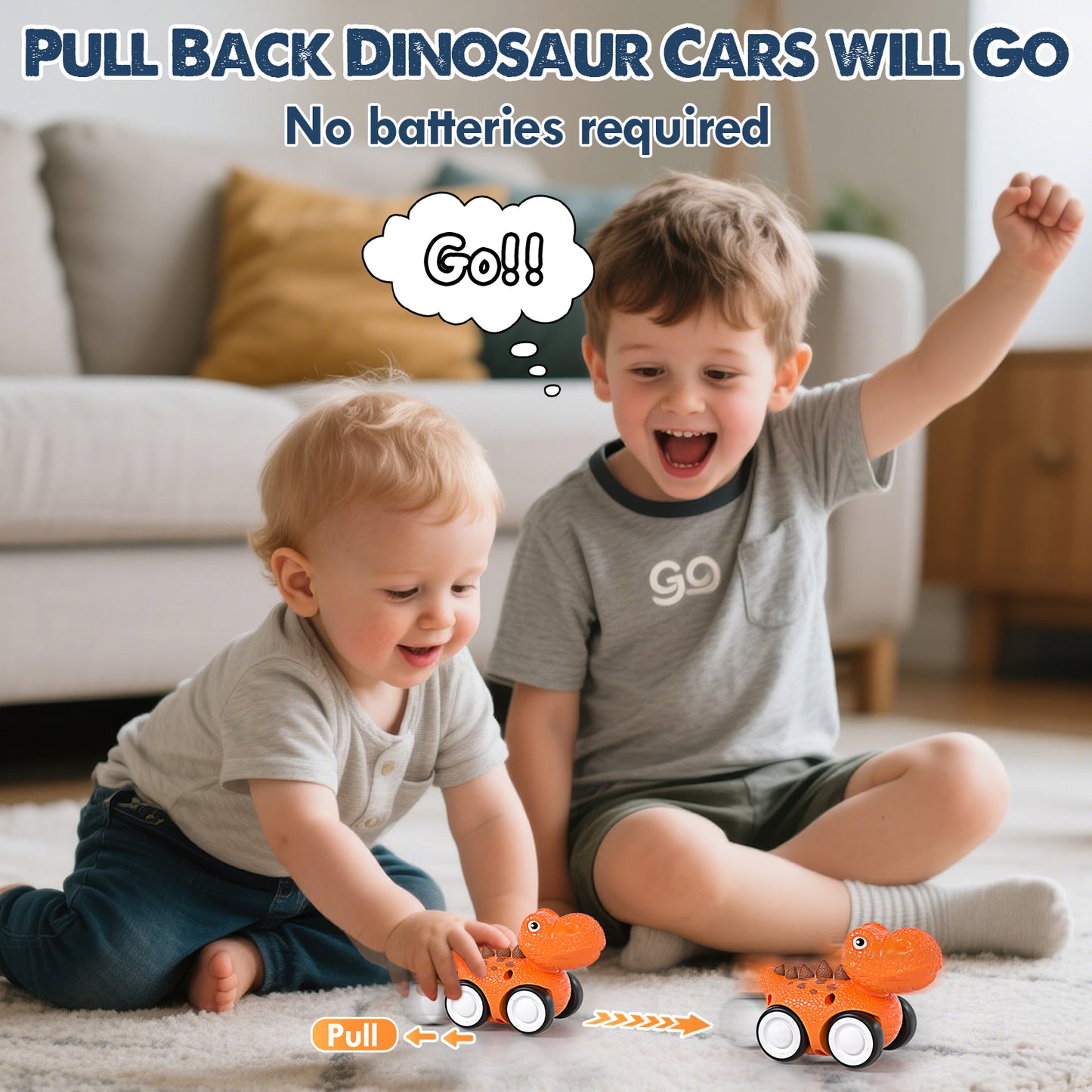 Toys for 2 Year Old Boys, Toddler Dinosaur Truck with Sounds & Lights, Toys Cars Set with Race Track, Pull Back Cars Baby Toys, Toys for Boys 2 to 4 Years Old, Best Birthday Christmas Gifts