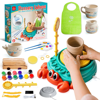 Pottery Wheel for Kids, Kids Pottery Wheel Kit for Girls Boys, Art and Crafts for Kids Ages 8-12, Clay Making Pottery Wheel with Foot Pedal & Sculpting Tools