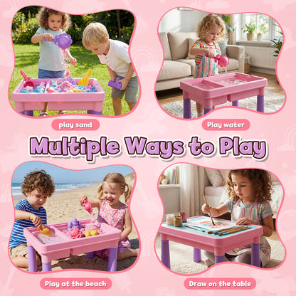 Sensory Table with Sands, Sand Table and Water Play Table Beach Toy for Kids, Indoor Outdoor Use, Sensory Toys for Toddler Age 3-5