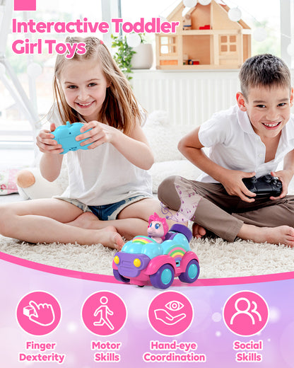 LC Toddler Girl Toys, Rechargeable Remote Control Car for Toddlers Ages 2-4 Girls Old Girl Toys, Unicorn Toys RC Cars with Lights & Music, Toys for 3 Year Old Girls