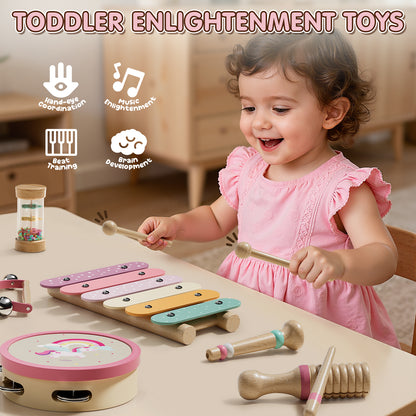 Musical Instruments for Kids, 1 Year Old Toys, Baby Musical Toys for 1 2 3 Toddler, Wooden Musical Toys with Xylophone & Tambourine, Unicorn Toys, Montessori Learning Toys for 1 Year Old