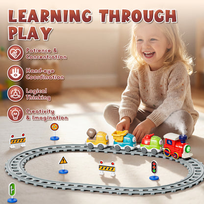Train Sets for Kid, Toys for 1 2 3 Year Old Boy Girl, Electric Train Track Play Set with Steam Spray & Music, Train Track Play Set for Boys Girls, Christmas Birthday Gifts for Kids
