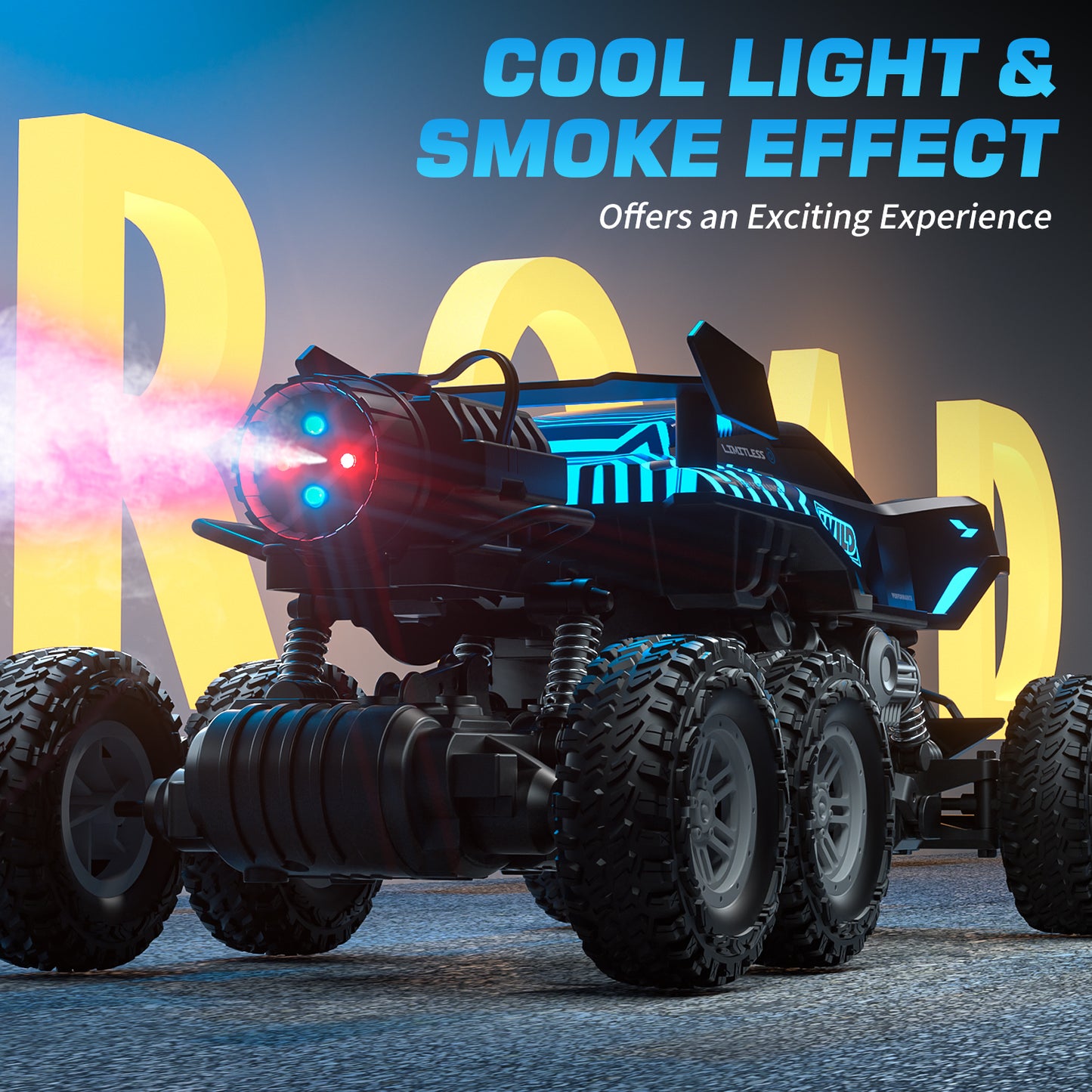 Remote Control Rc Truck, Remote Control Car, 1:16 Scale All Terrain Off-Road Monster Truck, Rc Cars with LED light & Spray Function, Toys for Boys 3 4 5 6 Years Old