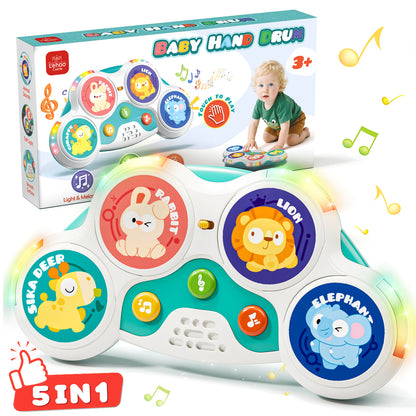 Kids Drum Set, Toys for 1 Year Old, Drum Sets for Kids 1 to 4, Animal Drum Set with Light & Music, Montessori Toy for 1 Year Old Boys Girls, Learning Educational Developmental Baby Toys 12-18 Mouth