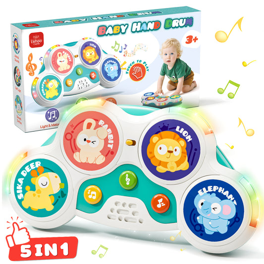 Kids Drum Set, Toys for 1 Year Old, Drum Sets for Kids 1 to 4, Animal Drum Set with Light & Music, Montessori Toy for 1 Year Old Boys Girls, Learning Educational Developmental Baby Toys 12-18 Mouth