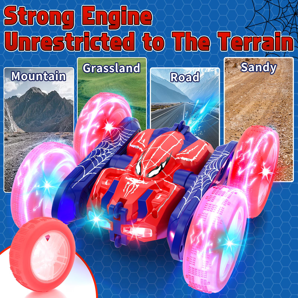 Remote Control Cars, All Terrain RC Car Toys for Boys, 2.4Ghz Fast with Light & Spray, 360° Drift Double Sided RC Car, Toys for Boys 8 to 11 Years