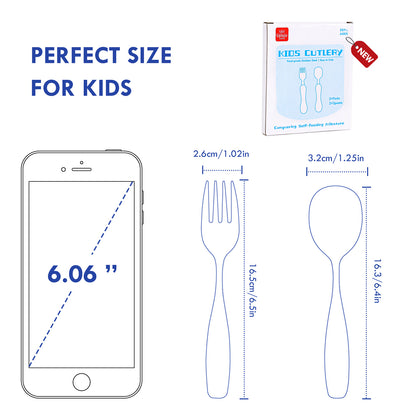 6 pcs Toddler Baby Utensils Set, Children Flatware Set, Safety Stainless Steel Toddler Fork Spoon Knife Set