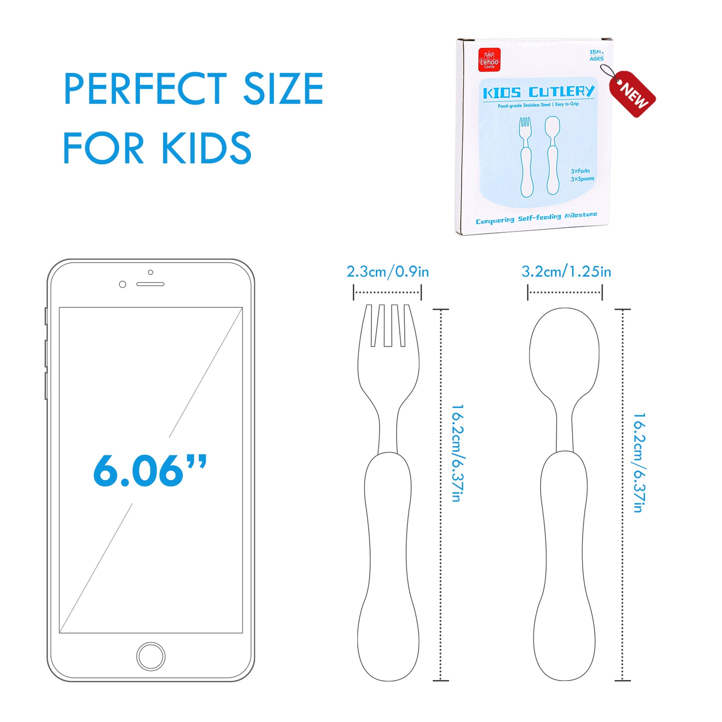Toddler Fork and Spoon, 6pcs Toddler Utensils Kids Silverware (Excavator)