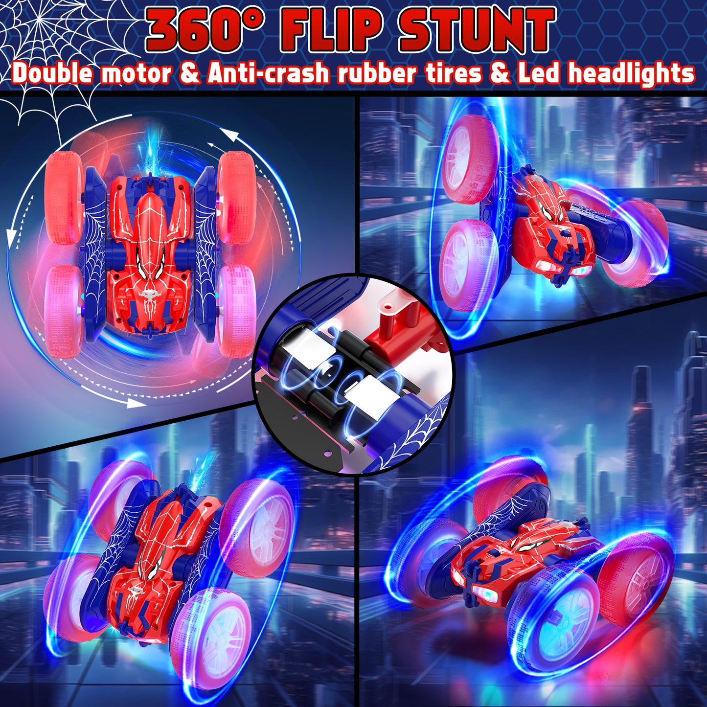 Remote Control Cars, RC Cars Toys for 3 4 5 6 7 8 9 10 Year Old Girl Boys, 2.4Ghz Fast Stunt, 360° Rotating RC Drift Cars with LED Light for Kid Age 5-7 8-12 Outdoor Toys Birthday