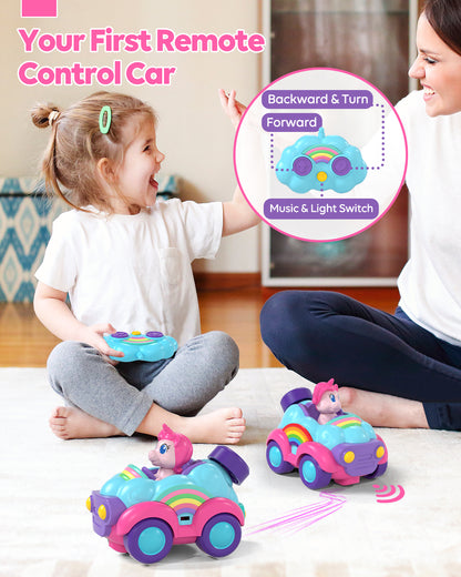 LC Toddler Girl Toys, Rechargeable Remote Control Car for Toddlers Ages 2-4 Girls Old Girl Toys, Unicorn Toys RC Cars with Lights & Music, Toys for 3 Year Old Girls