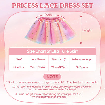 Princess Dress Up for Girls Ages 3-6, Pink Rainbow Princess Costume Set with Cape, Gloves, Crown, Wand & Jewelry, Pretend Play Dress Up Clothes, Birthday Christmas Gifts for Toddler Girls