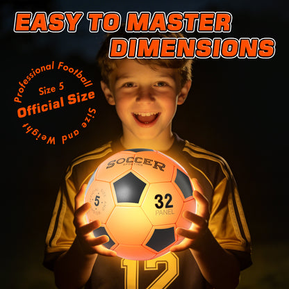 Glow in The Dark Soccer Ball, Light Up Soccer Ball NO 5, Outdoor Toys for Kids Ages 8 12+, Kids, Sports Toys for Boy & Girl Ages 8 9 10 11 12 13 14, Glowing Outdoor Activity
