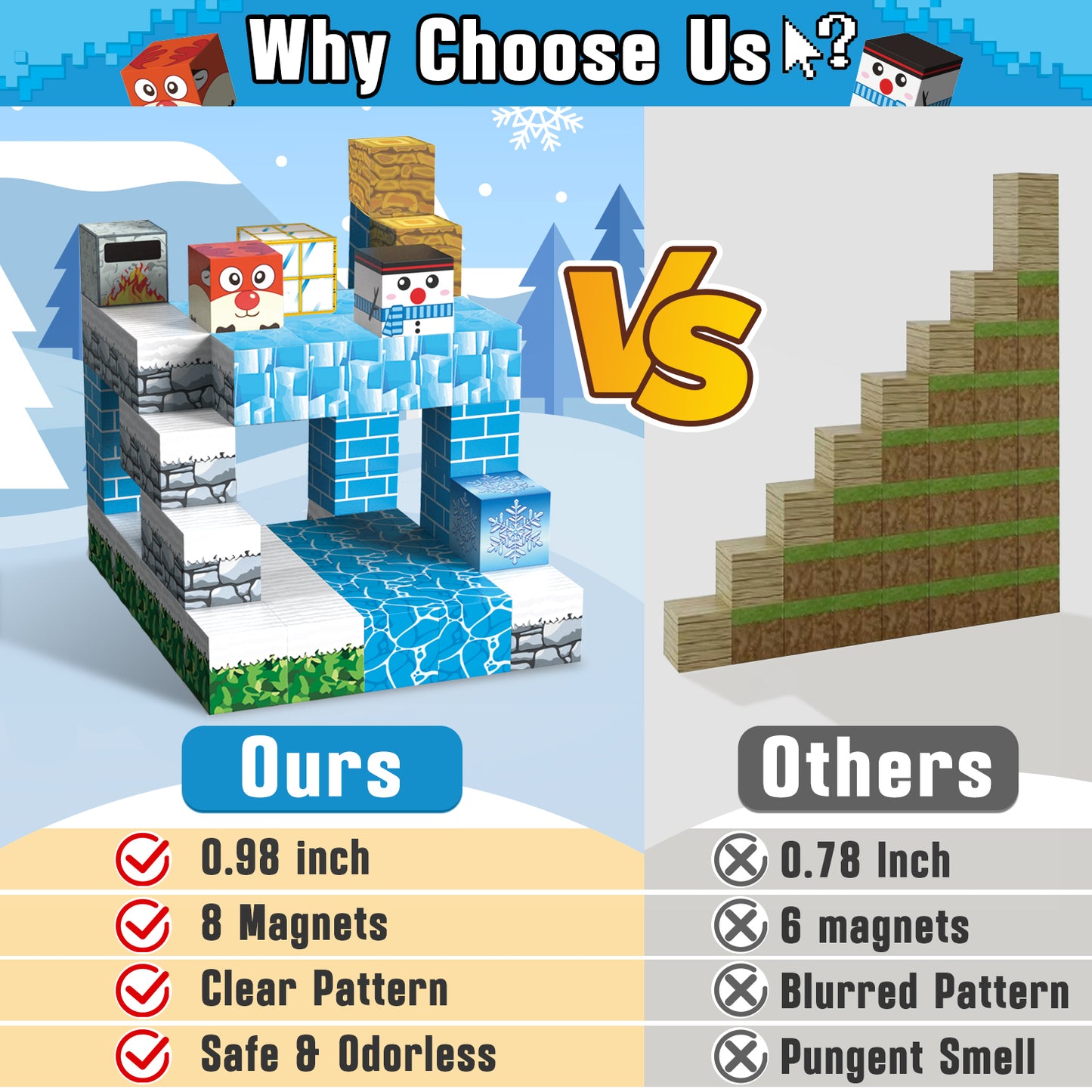 Magnetic Tiles, Snow World 54PCS Magnetic Blocks, Magnetic Construction Toys for Toddler, Montessori Learning Toy for 3-6 Year Old Kids, Education Toys for Boys Girls