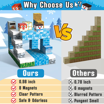 Magnetic Tiles, Snow World 54PCS Magnetic Blocks, Magnetic Construction Toys for Toddler, Montessori Learning Toy for 3-6 Year Old Kids, Education Toys for Boys Girls