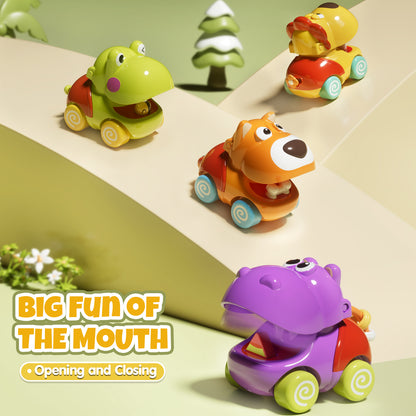 Toys for 1 Year Old, Baby Car Toy, 4 Pcs Pull Back Animal Car Toy for 12-18 Months, Baby Car Toy for 1 2 3 Year Boys Girls
