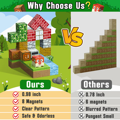 Magnetic Blocks, Building Blocks for Kids Ages 4-8, STEM Montessori Stacking Toy, Sensory Toys for Kids 3-4 Years Old Girls Boys, Toddlers Birthday Gifts for Boys Girls